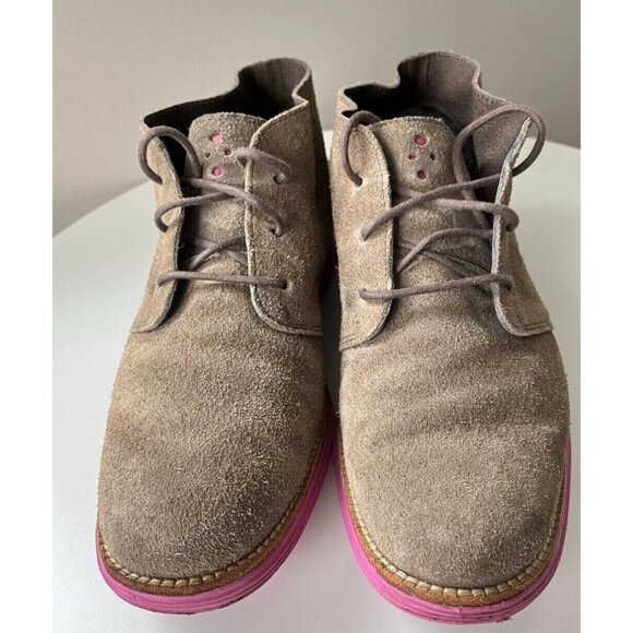 Cole Haan Chukka Boots Mens Size 7.5 Lunargrand  Brown Suede Leather Pink Soles main image 9